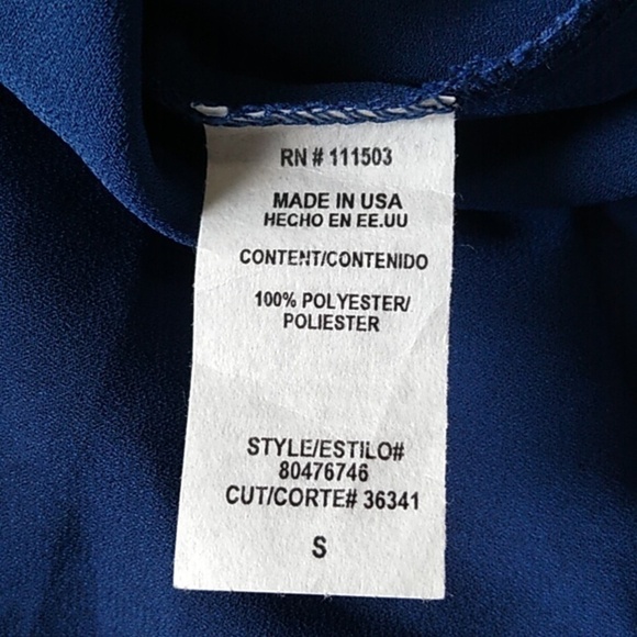 NEW Lily White Sleeveless V Neck Navy Chiffon Surplus Wrap Blouse - Picture 9 of 13